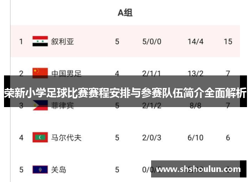 荣新小学足球比赛赛程安排与参赛队伍简介全面解析